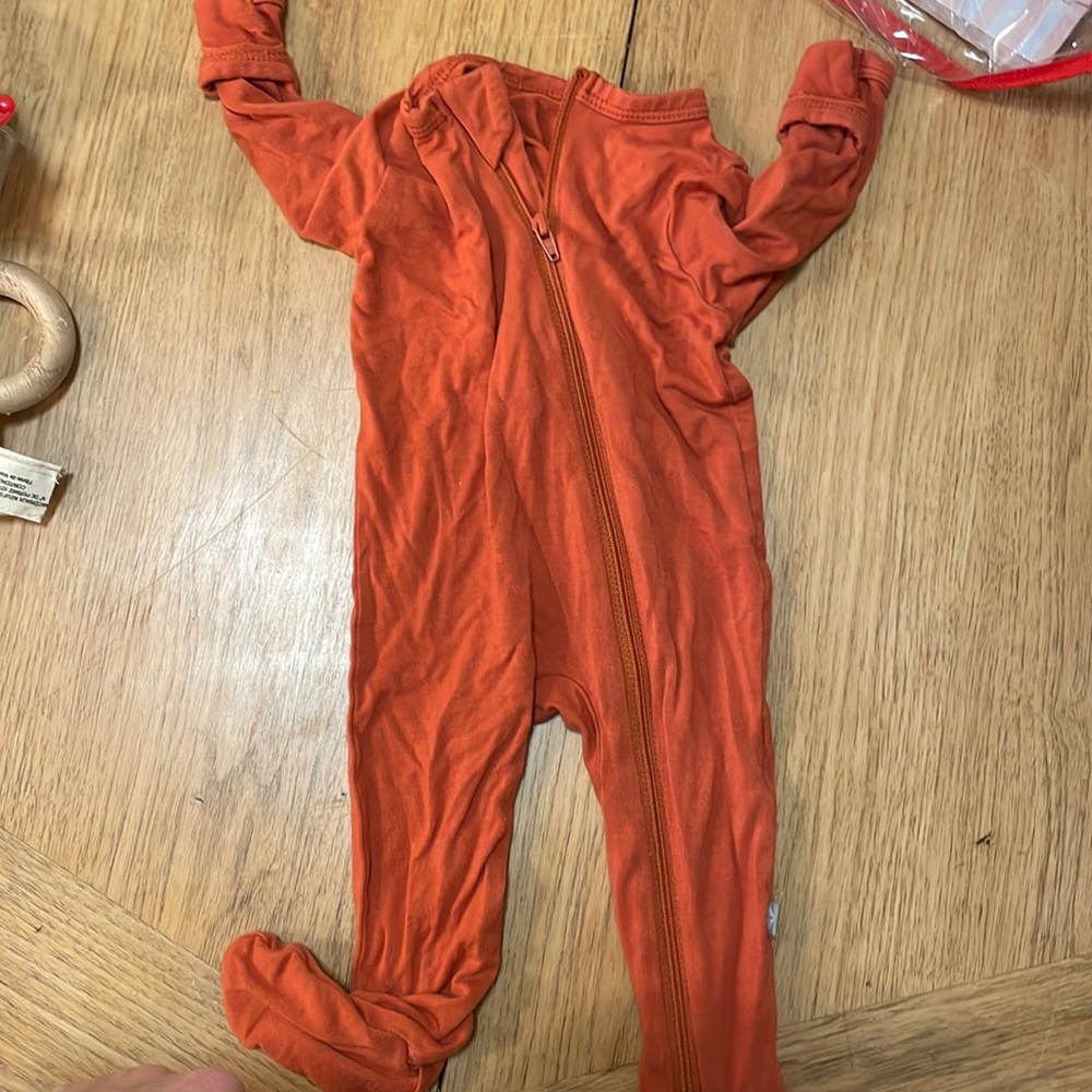 Burnt orange kyte footsie PJs